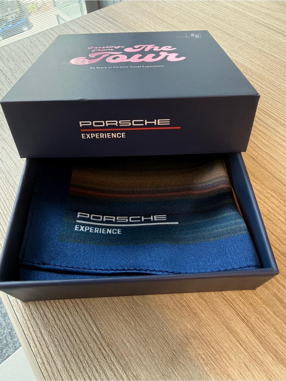 Porsche Experience Branded Blue Gradient Silk Pocket Square
